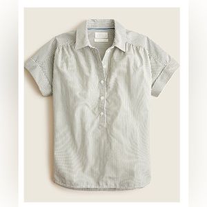 J. Crew Relaxed-fit short-sleeve cotton poplin popover in stripe, size 2X